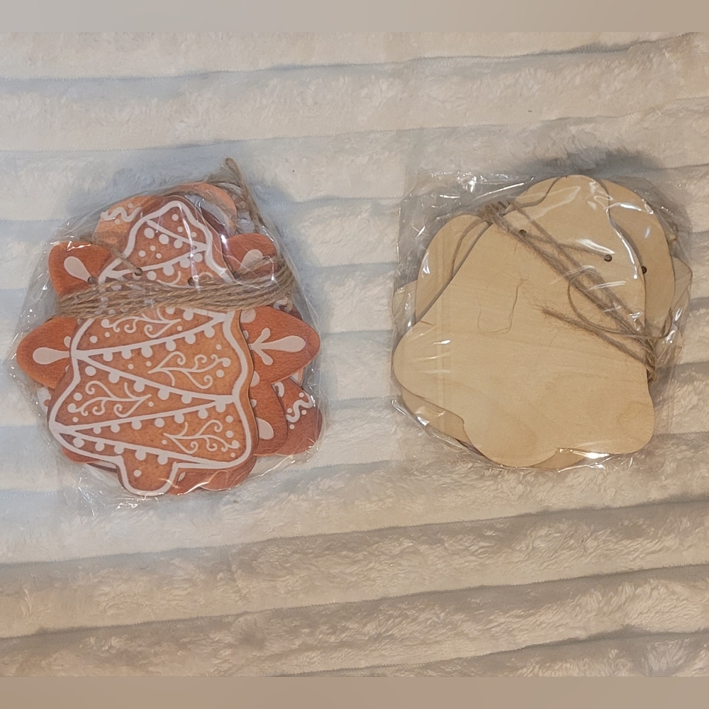 Wood Gingerbread Ornament String Banner Set Of 2, ~9ft Each, NWOT